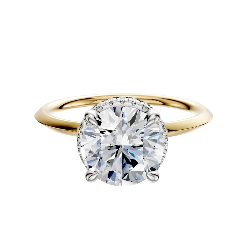 14K Two Tone 4 Prong Collar Classic Knife Edge 1.5mm Engagement Ring made by Effy