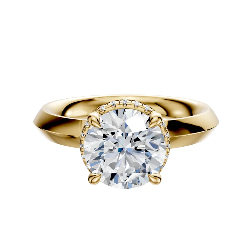 18K Yellow Gold 4 Prong Collar Classic Knife Edge 3.0mm Engagement Ring sold by Effy