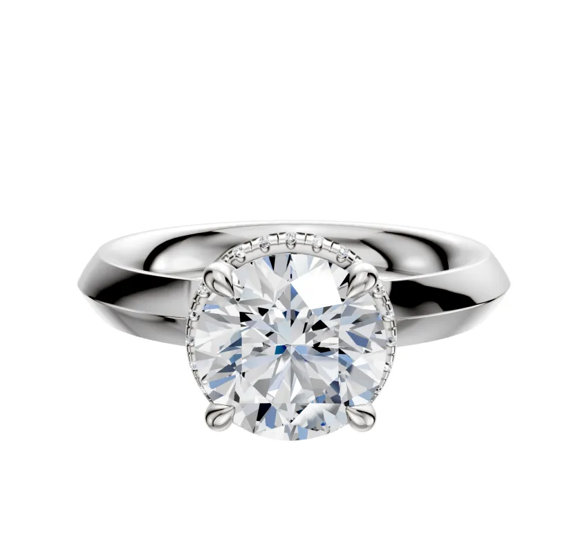 18K White Gold 4 Prong Collar Classic Knife Edge 3.0mm Engagement Ring sold by Effy