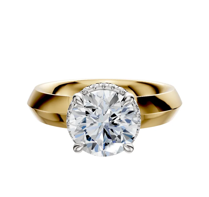 14K Two Tone 4 Prong Collar Classic Knife Edge 4.0mm Engagement Ring made by Effy