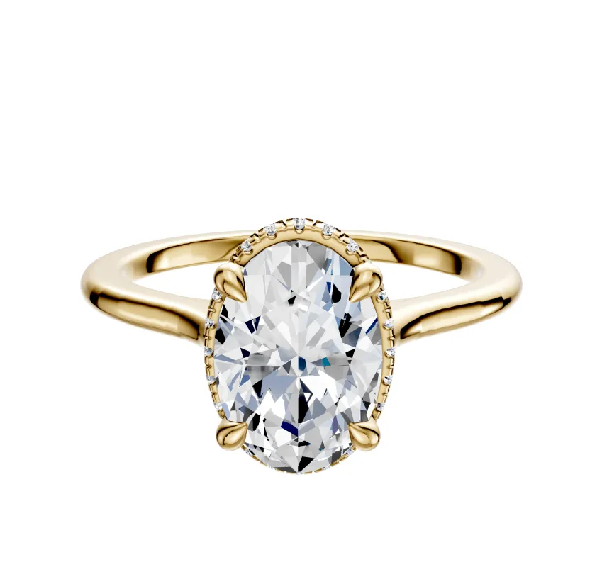 18K Yellow Gold 4 Prong Collar Cathedral Dome 1.5mm Engagement Ring made by Effy