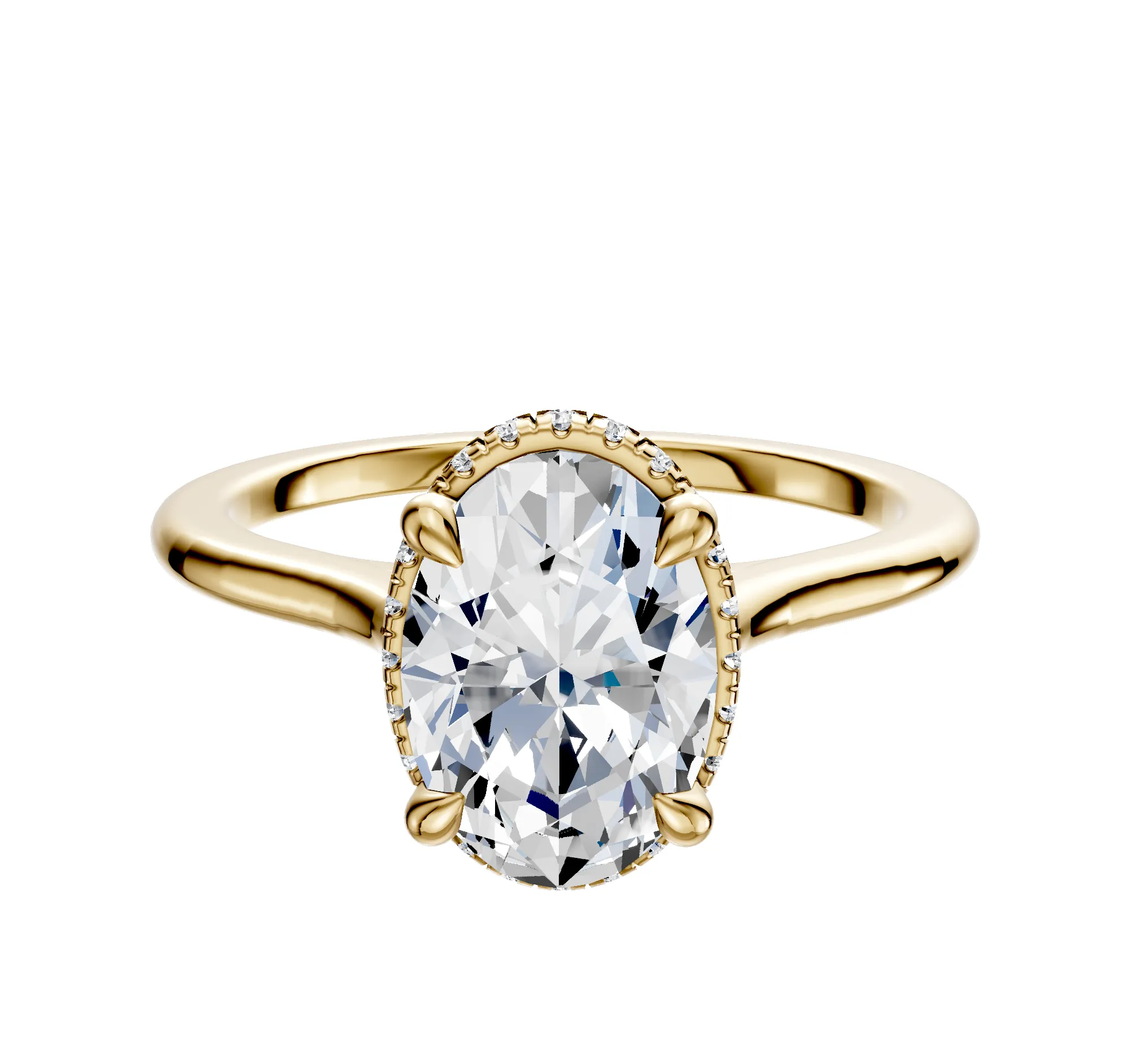 18K Yellow Gold 4 Prong Collar Cathedral Dome 1.5mm Engagement Ring sold by Effy