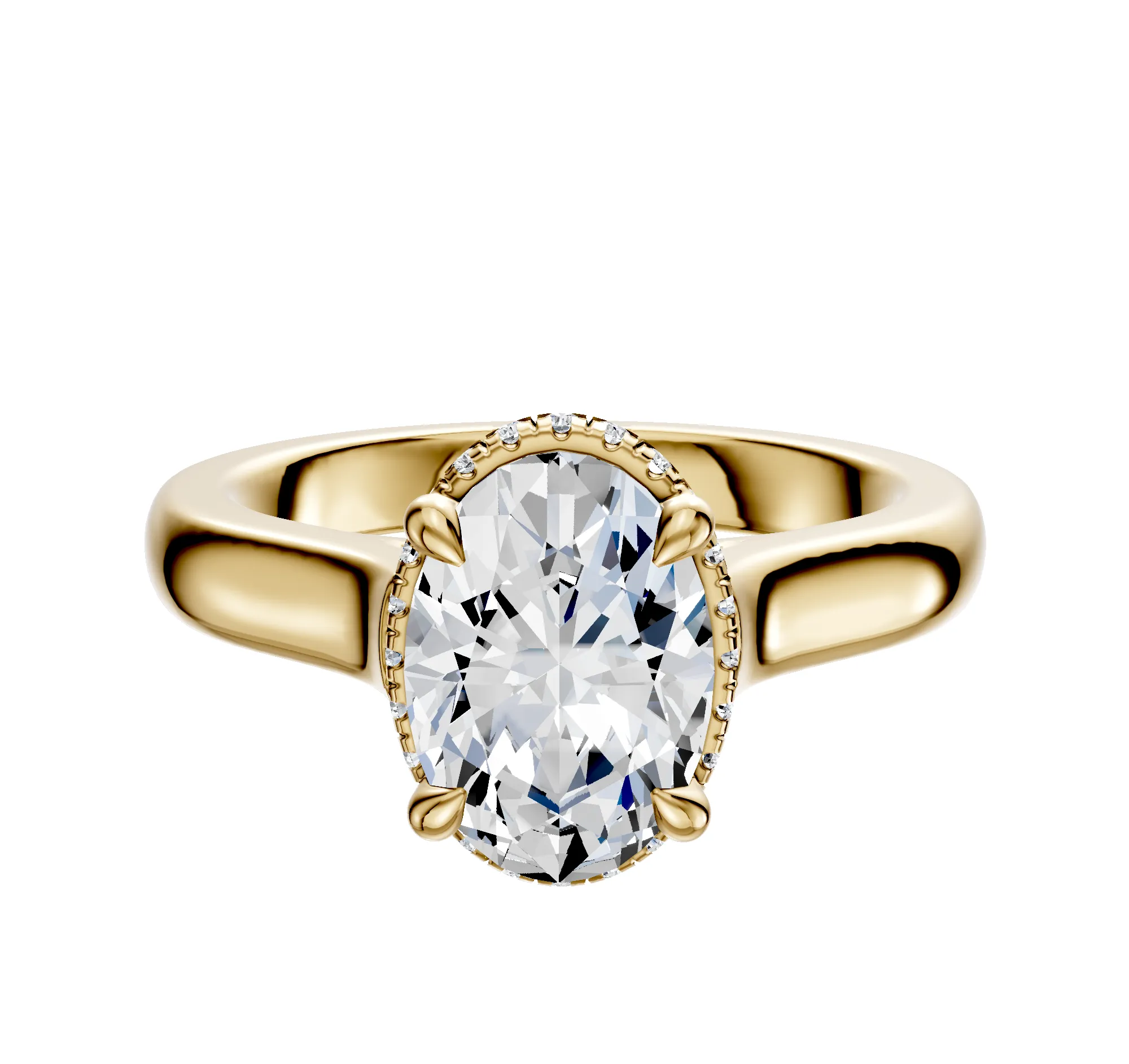 14K Yellow Gold 4 Prong Collar Cathedral Dome 3.0mm Engagement Ring sold by Effy