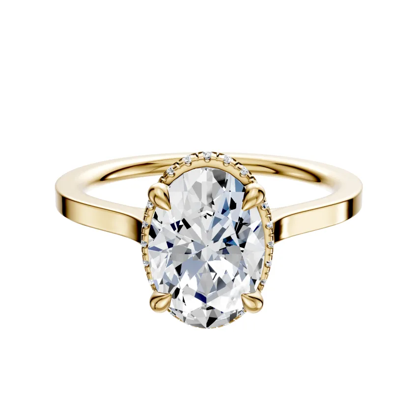 14K Yellow Gold 4 Prong Collar Cathedral Flat 1.5mm Engagement Ring sold by Effy