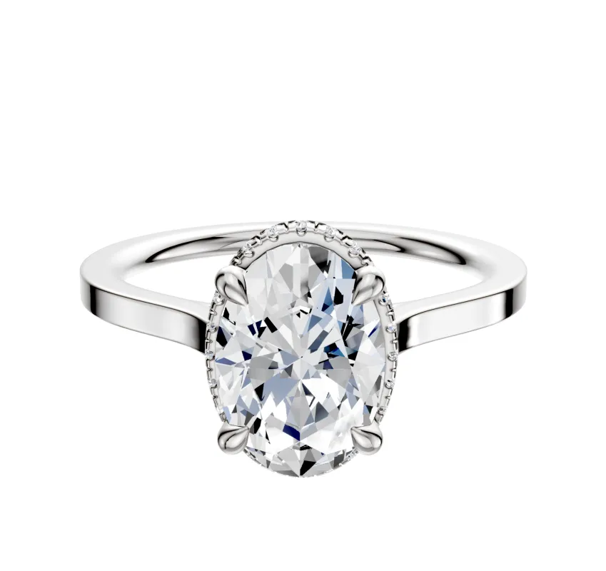 Platinum 4 Prong Collar Cathedral Flat 1.5mm Engagement Ring made by Effy