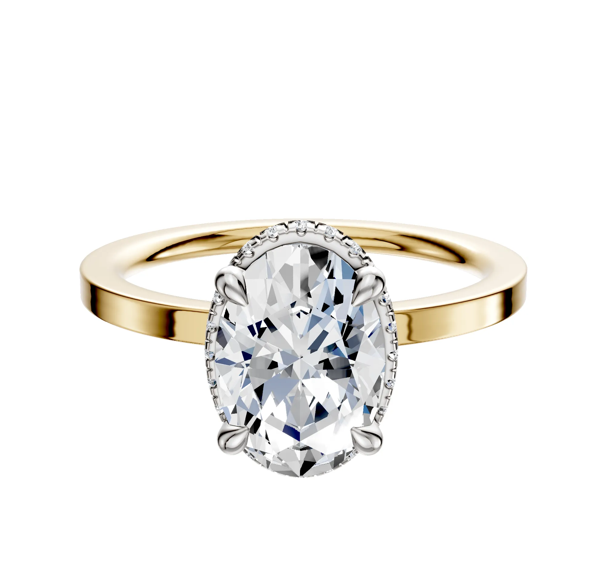 14K Two Tone 4 Prong Collar Classic Flat 1.5mm Engagement Ring sold by Effy