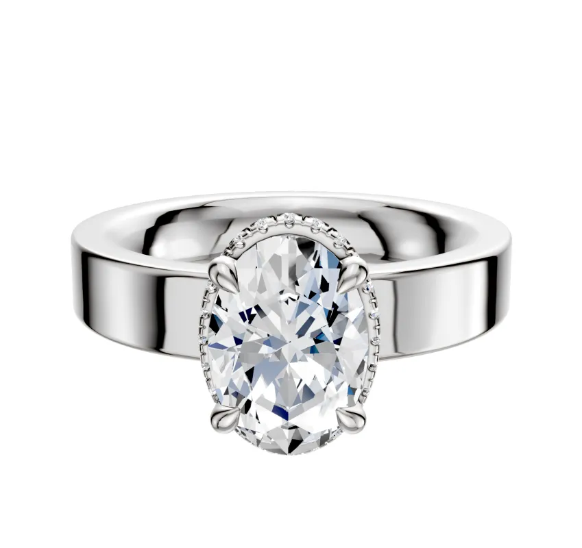 18K White Gold 4 Prong Collar Classic Flat 4.0mm Engagement Ring made by Effy