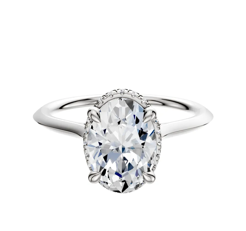 14K White Gold 4 Prong Collar Cathedral Knife Edge 1.5mm Engagement Ring made by Effy