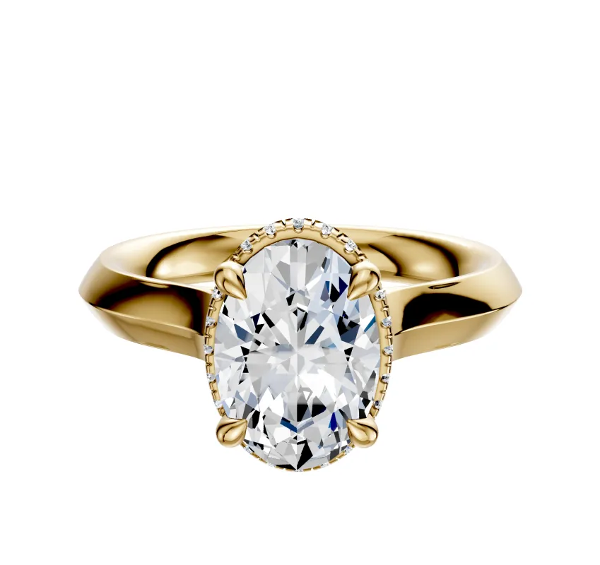 14K Yellow Gold 4 Prong Collar Cathedral Knife Edge 3.0mm Engagement Ring sold by Effy