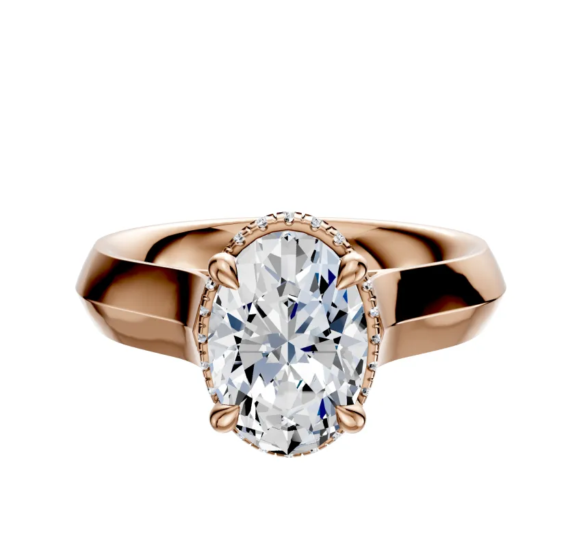 18K Rose Gold 4 Prong Collar Cathedral Knife Edge 4.0mm Engagement Ring sold by Effy