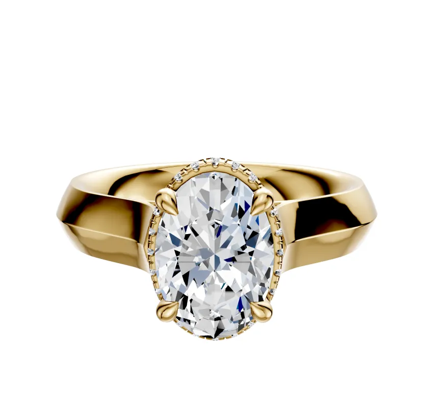 18K Yellow Gold 4 Prong Collar Cathedral Knife Edge 4.0mm Engagement Ring sold by Effy