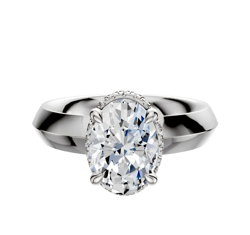 14K White Gold 4 Prong Collar Classic Knife Edge 4.0mm Engagement Ring made by Effy