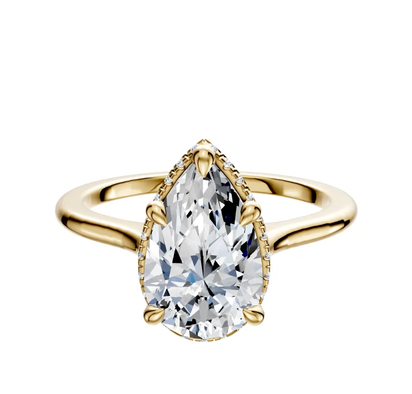 14K Yellow Gold 4 Prong Collar Cathedral Dome 1.5mm Engagement Ring made by Effy