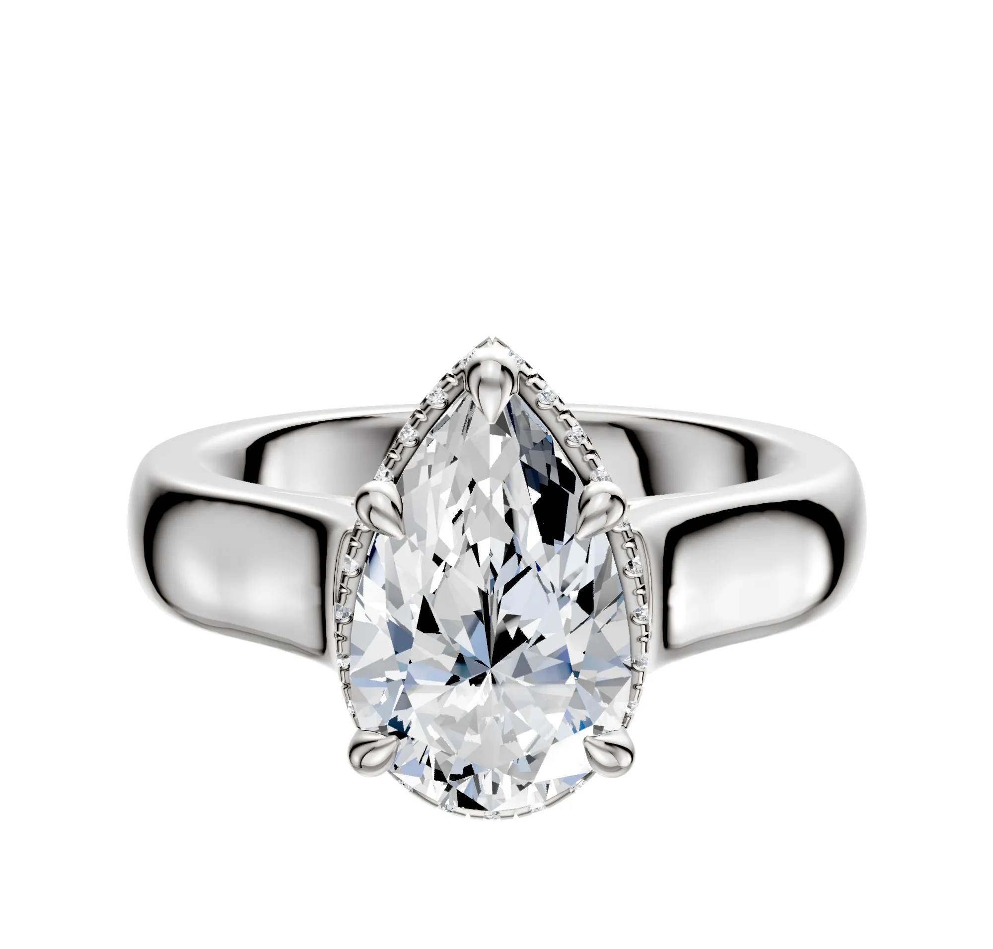 14K White Gold 4 Prong Collar Cathedral Dome 4.0mm Engagement Ring sold by Effy