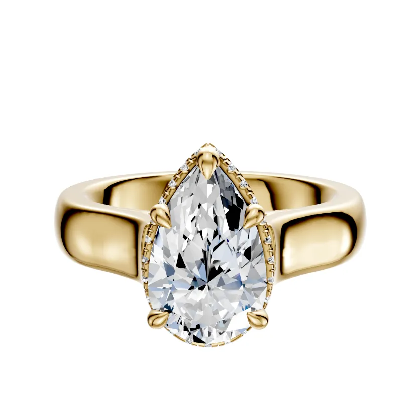 14K Yellow Gold 4 Prong Collar Cathedral Dome 4.0mm Engagement Ring made by Effy