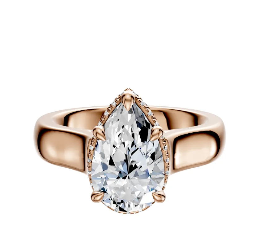 18K Rose Gold 4 Prong Collar Cathedral Dome 4.0mm Engagement Ring sold by Effy