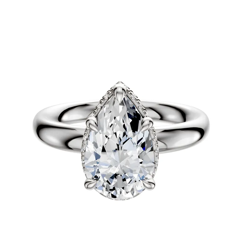 18K White Gold 4 Prong Collar Classic Dome 3.0mm Engagement Ring made by Effy