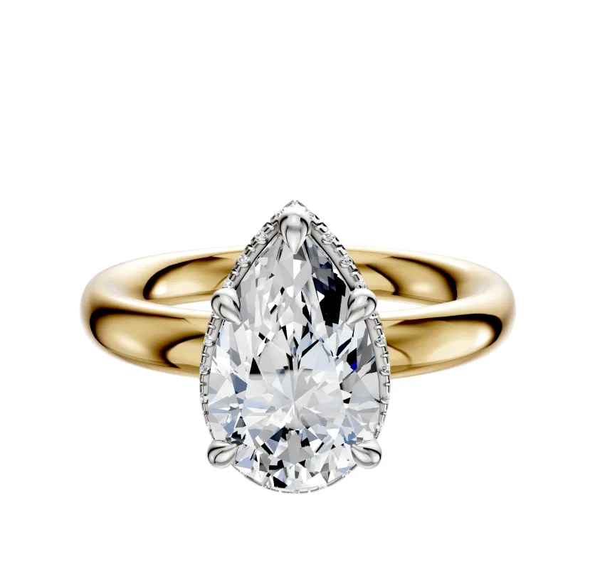 18K Two Tone 4 Prong Collar Classic Dome 3.0mm Engagement Ring sold by Effy