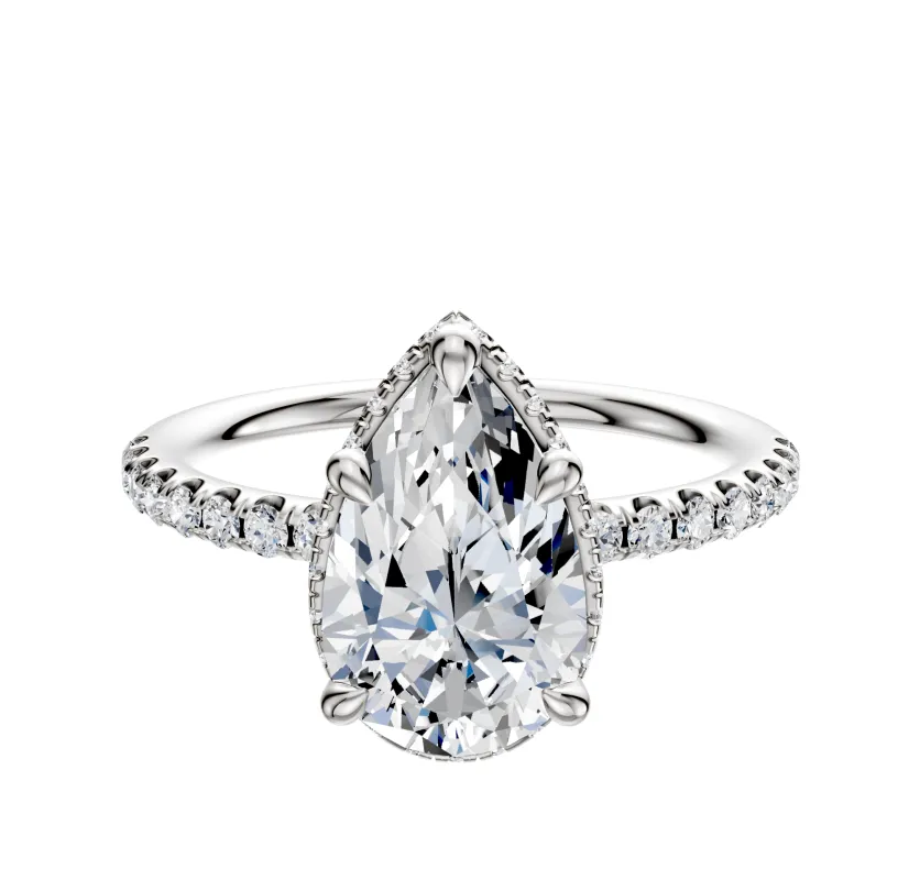 18K White Gold 4 Prong Collar Classic Dome 1-Row-Pave 2.5mm Engagement Ring sold by Effy