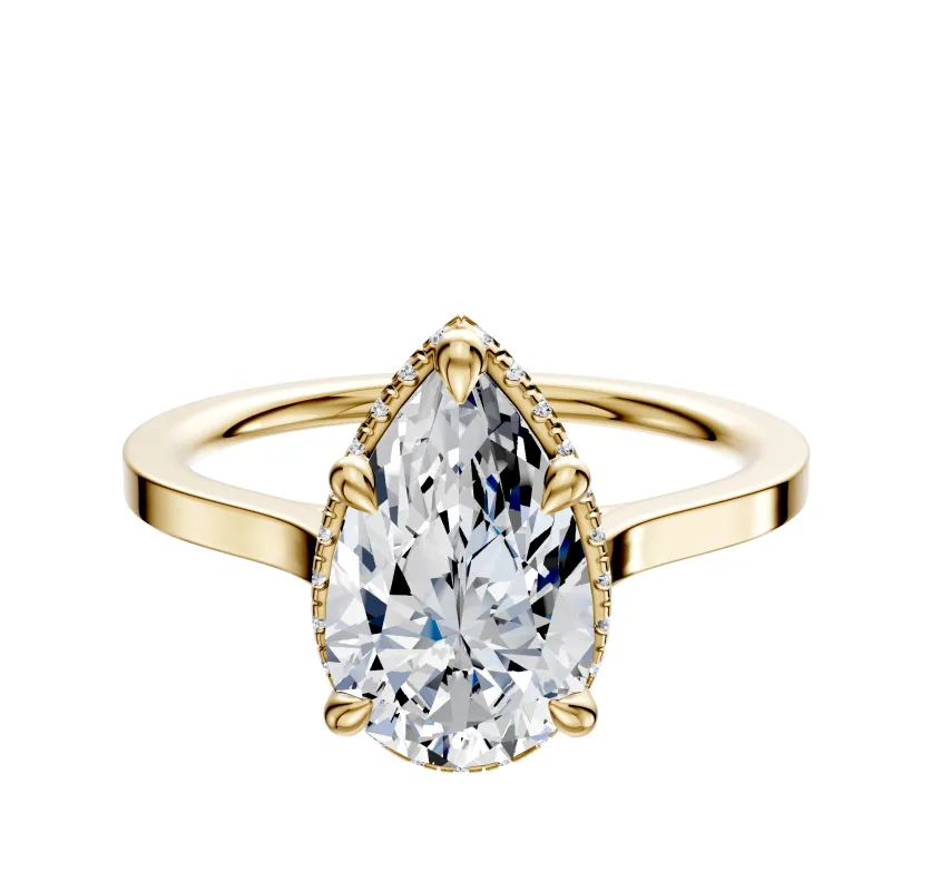 18K Yellow Gold 4 Prong Collar Cathedral Flat 1.5mm Engagement Ring made by Effy