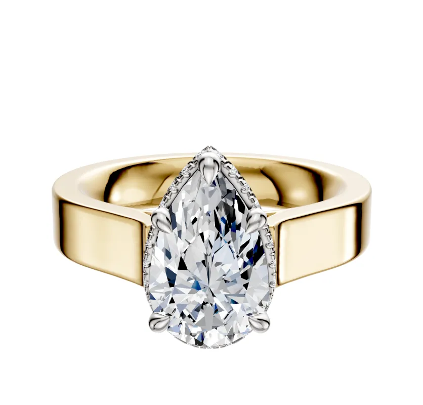 14K Two Tone 4 Prong Collar Cathedral Flat 4.0mm Engagement Ring sold by Effy