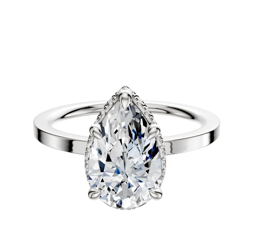 18K White Gold 4 Prong Collar Classic Flat 1.5mm Engagement Ring made by Effy