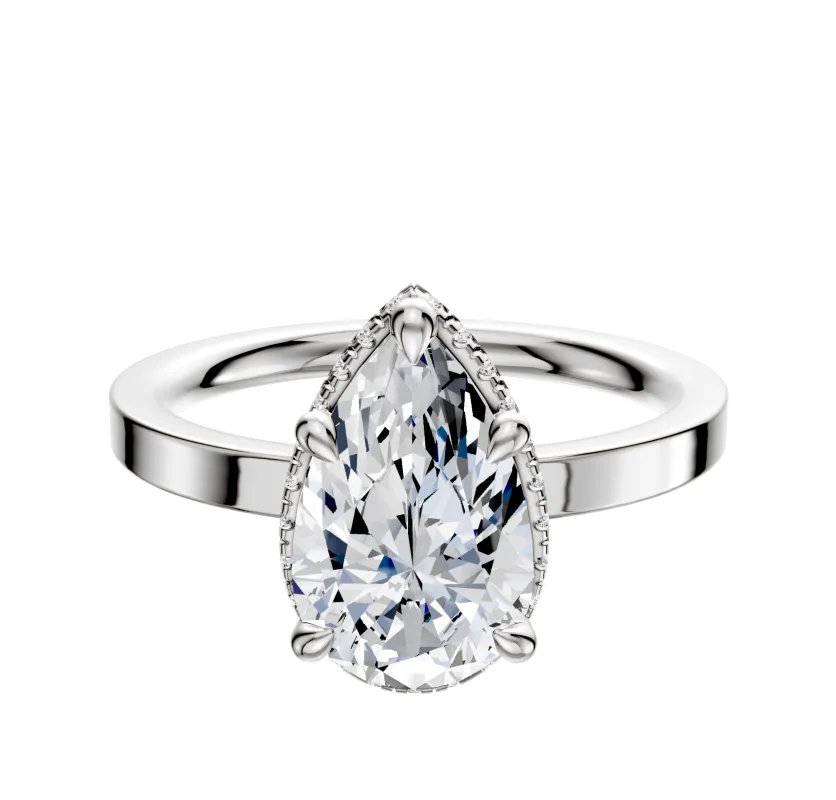14K White Gold 4 Prong Collar Classic Flat 2.0mm Engagement Ring made by Effy