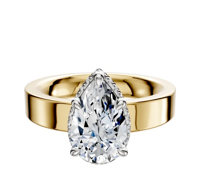 14K Two Tone 4 Prong Collar Classic Flat 4.0mm Engagement Ring sold by Effy