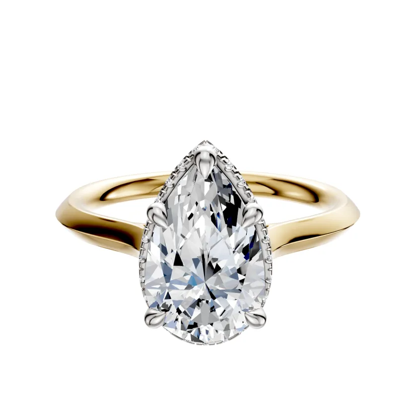 14K Two Tone 4 Prong Collar Cathedral Knife Edge 2.0mm Engagement Ring sold by Effy