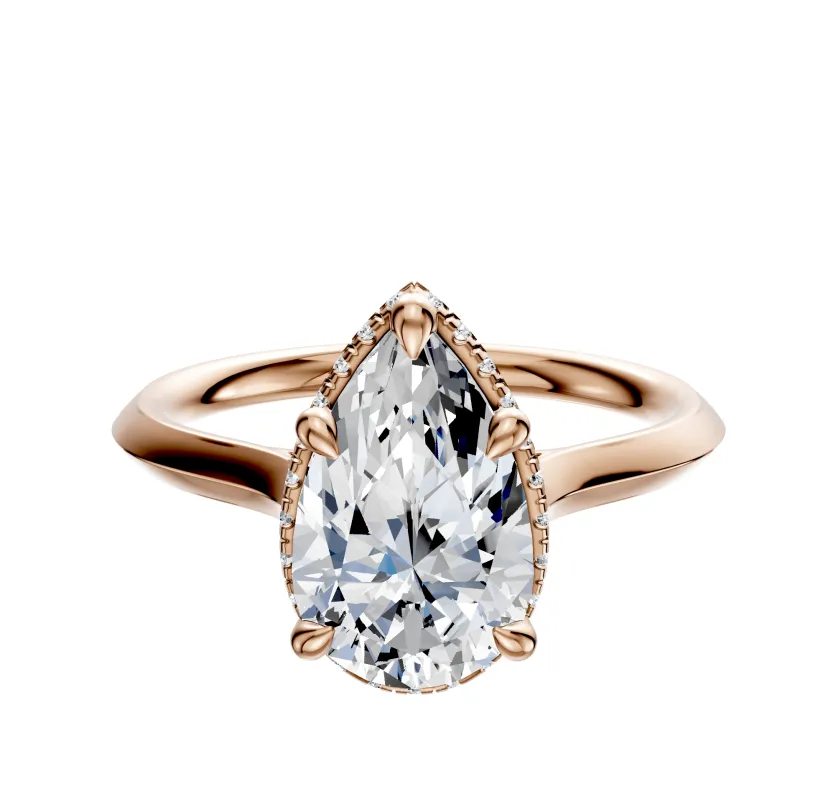 14K Rose Gold 4 Prong Collar Cathedral Knife Edge 2.0mm Engagement Ring made by Effy