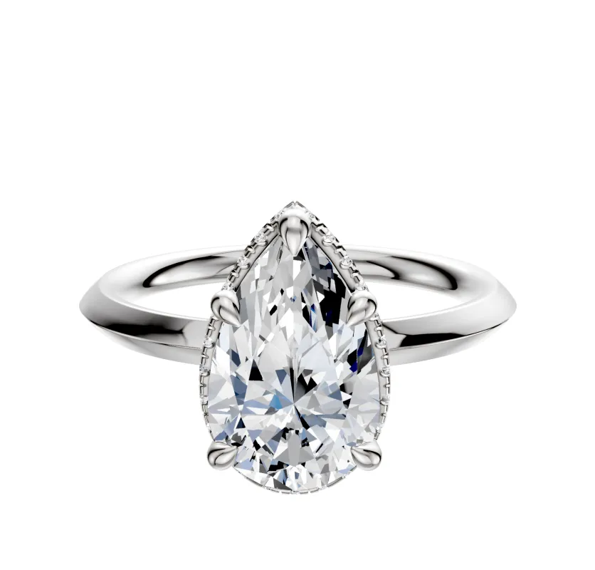 14K White Gold 4 Prong Collar Classic Knife Edge 2.0mm Engagement Ring made by Effy