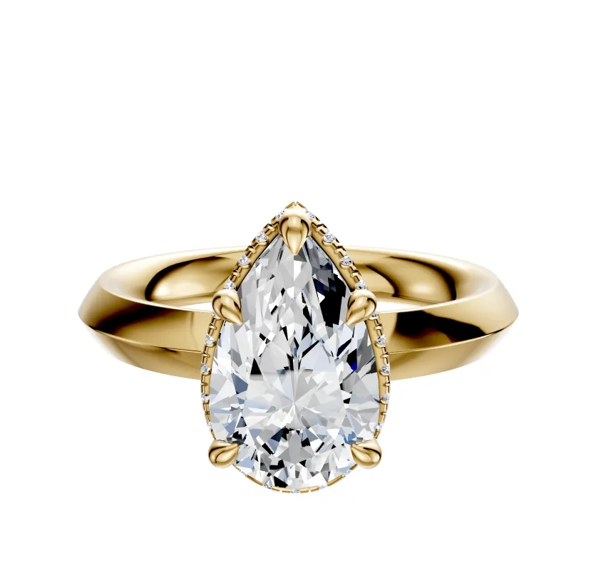 18K Yellow Gold 4 Prong Collar Classic Knife Edge 3.0mm Engagement Ring made by Effy