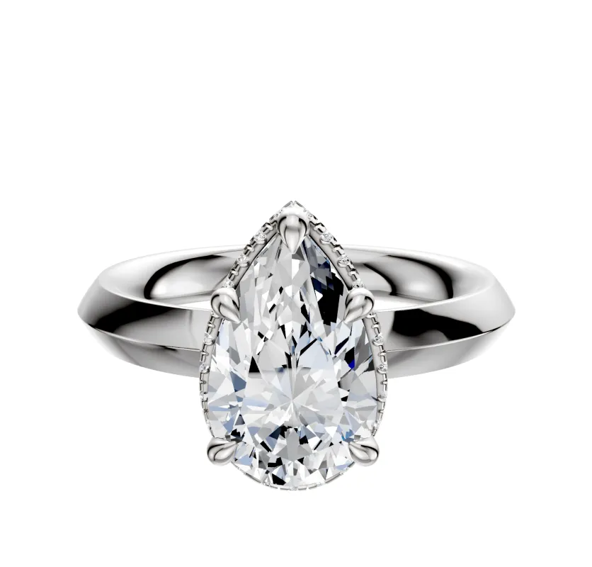 Platinum 4 Prong Collar Classic Knife Edge 3.0mm Engagement Ring made by Effy