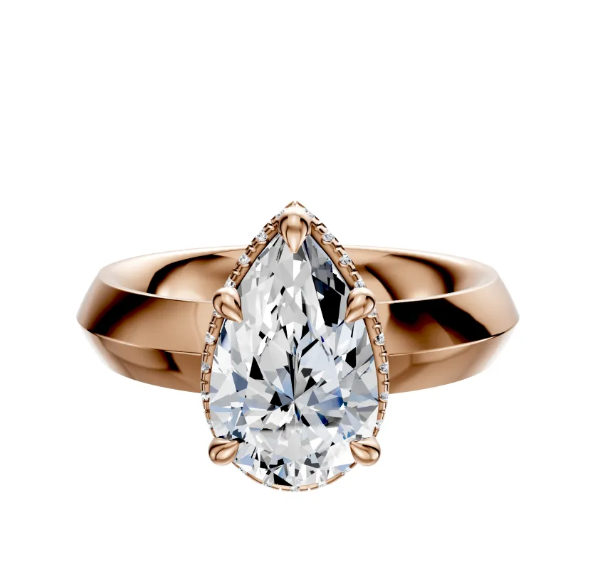 14K Rose Gold 4 Prong Collar Classic Knife Edge 4.0mm Engagement Ring made by Effy