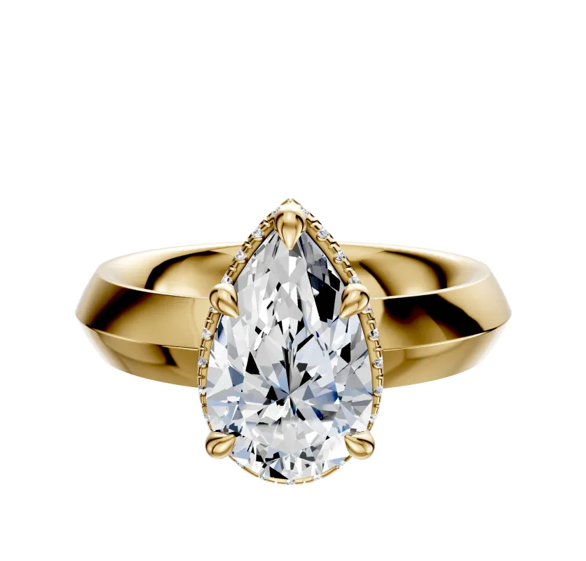 18K Yellow Gold 4 Prong Collar Classic Knife Edge 4.0mm Engagement Ring made by Effy