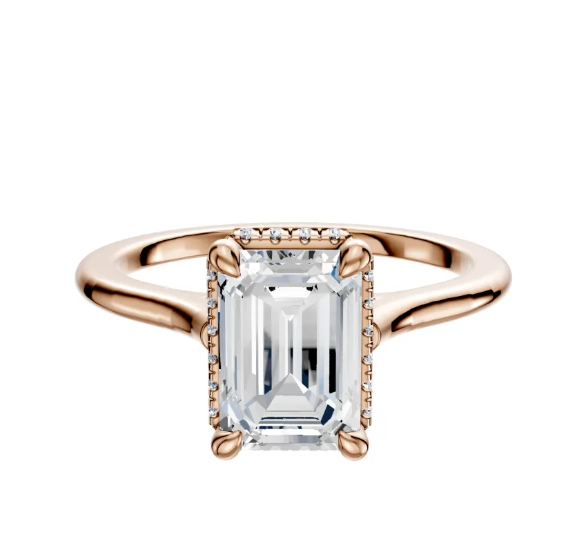 14K Rose Gold 4 Prong Collar Cathedral Dome 1.5mm Engagement Ring made by Effy