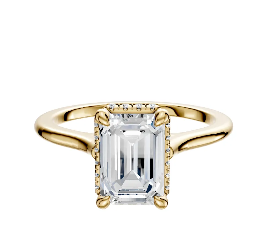 18K Yellow Gold 4 Prong Collar Cathedral Dome 1.5mm Engagement Ring made by Effy