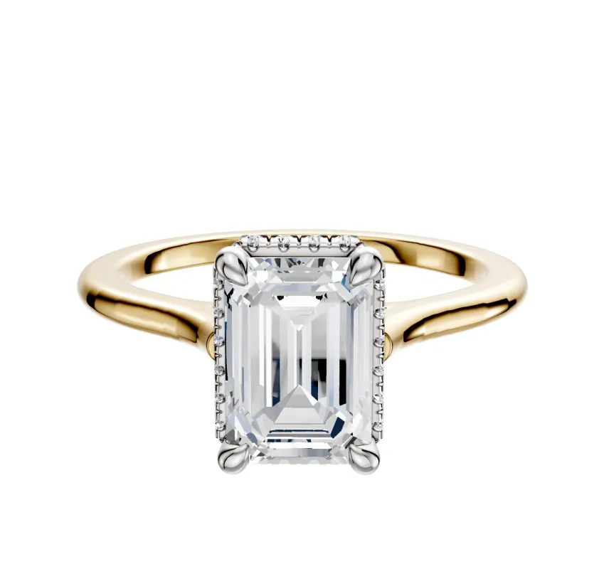 18K Two Tone 4 Prong Collar Cathedral Dome 1.5mm Engagement Ring sold by Effy