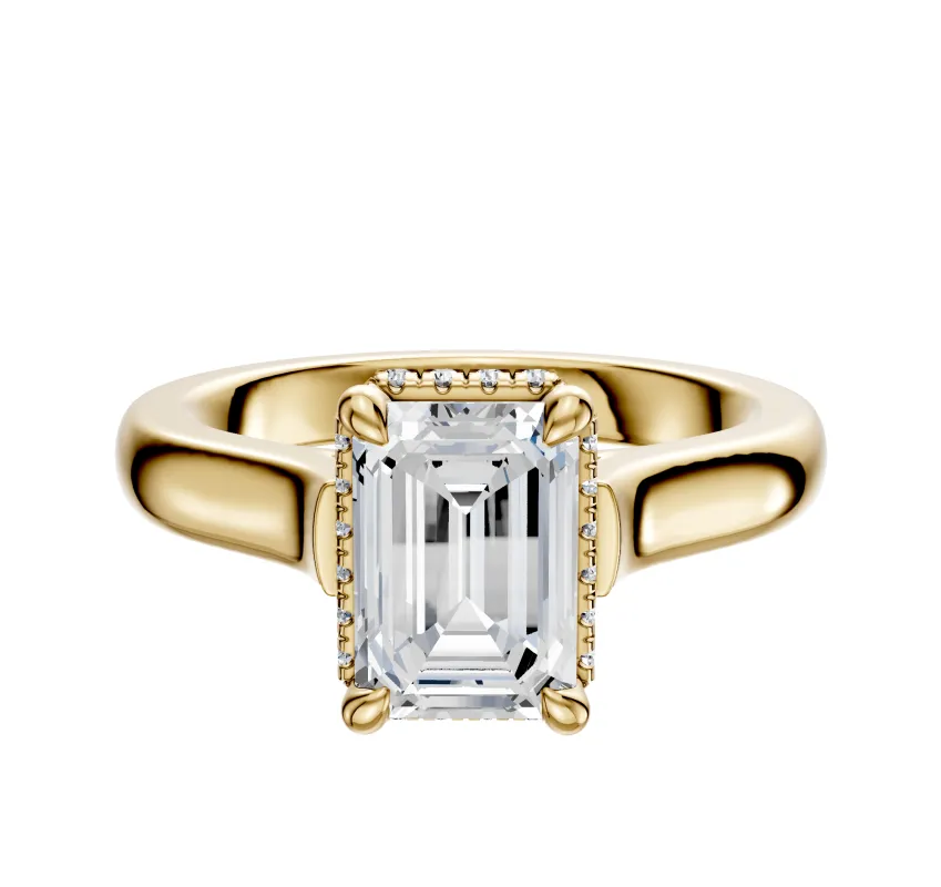 18K Yellow Gold 4 Prong Collar Cathedral Dome 3.0mm Engagement Ring sold by Effy