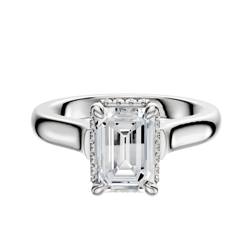 Platinum 4 Prong Collar Cathedral Dome 3.0mm Engagement Ring sold by Effy