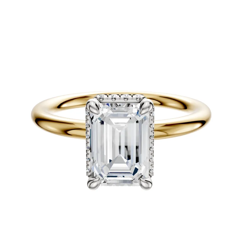 14K Two Tone 4 Prong Collar Classic Dome 2.0mm Engagement Ring made by Effy