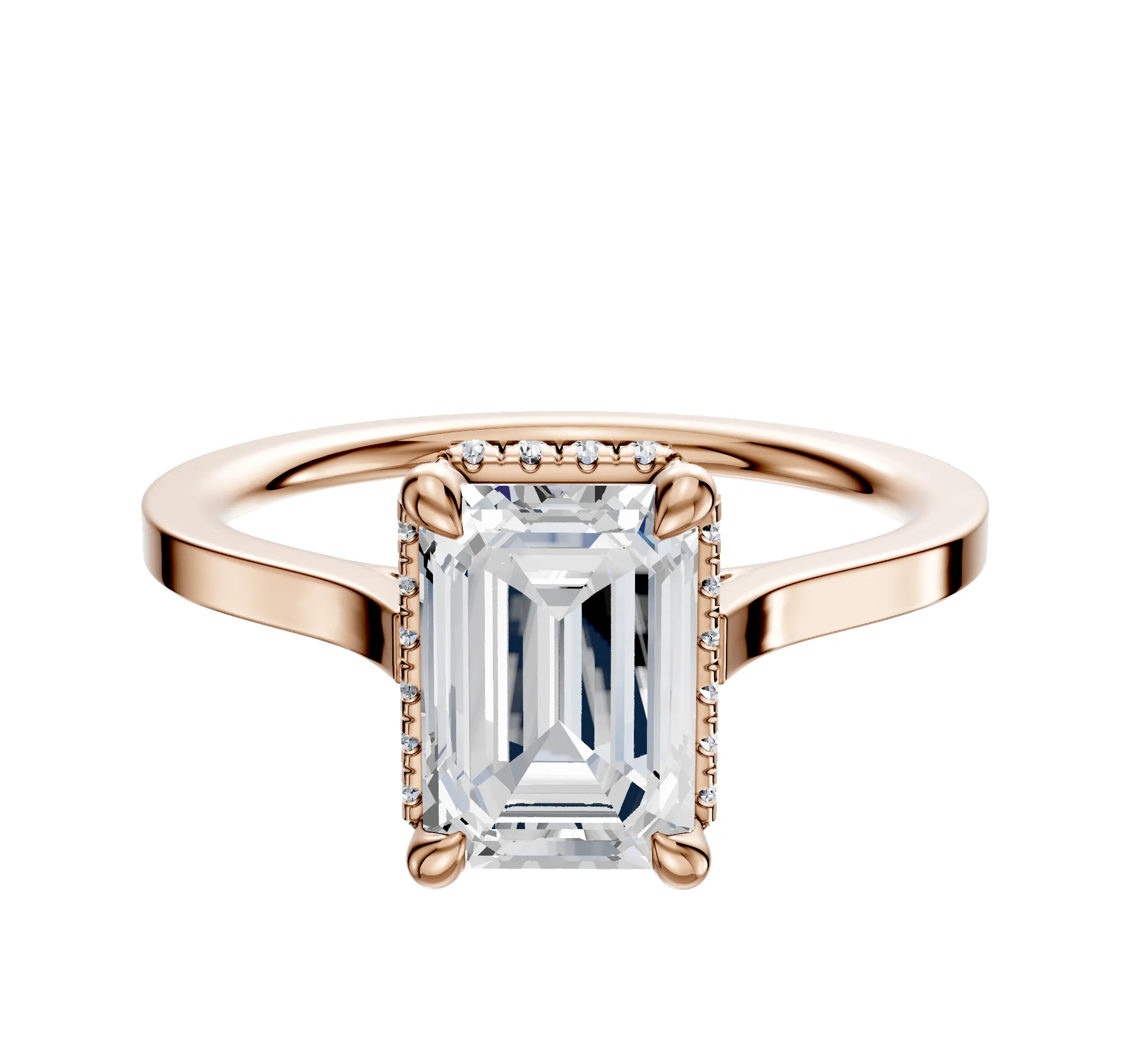 18K Rose Gold 4 Prong Collar Cathedral Flat 1.5mm Engagement Ring sold by Effy