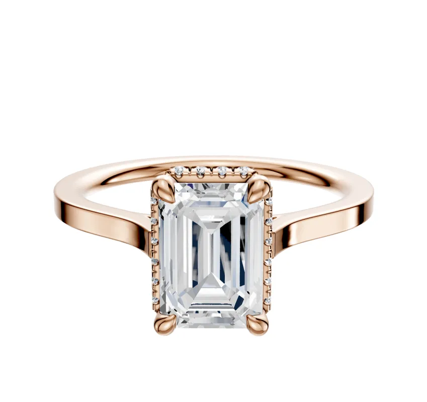 14K Rose Gold 4 Prong Collar Cathedral Flat 1.5mm Engagement Ring sold by Effy