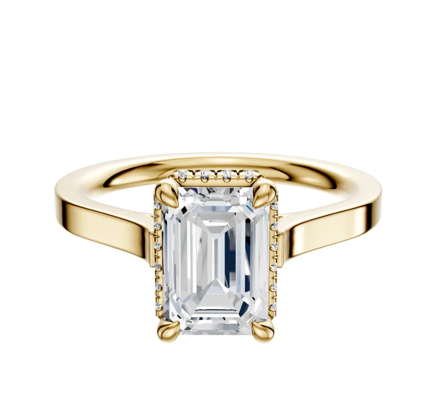 14K Yellow Gold 4 Prong Collar Cathedral Flat 2.0mm Engagement Ring made by Effy