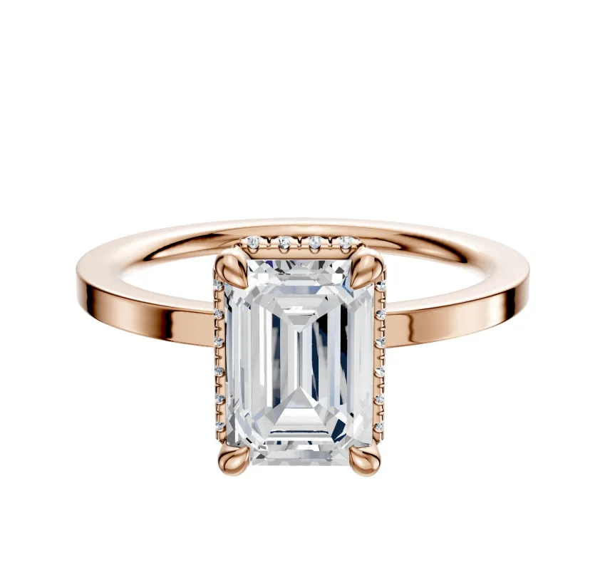 14K Rose Gold 4 Prong Collar Classic Flat 1.5mm Engagement Ring made by Effy