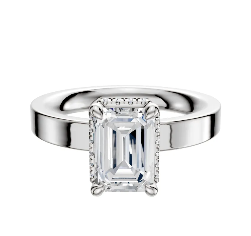 14K White Gold 4 Prong Collar Classic Flat 3.0mm Engagement Ring made by Effy