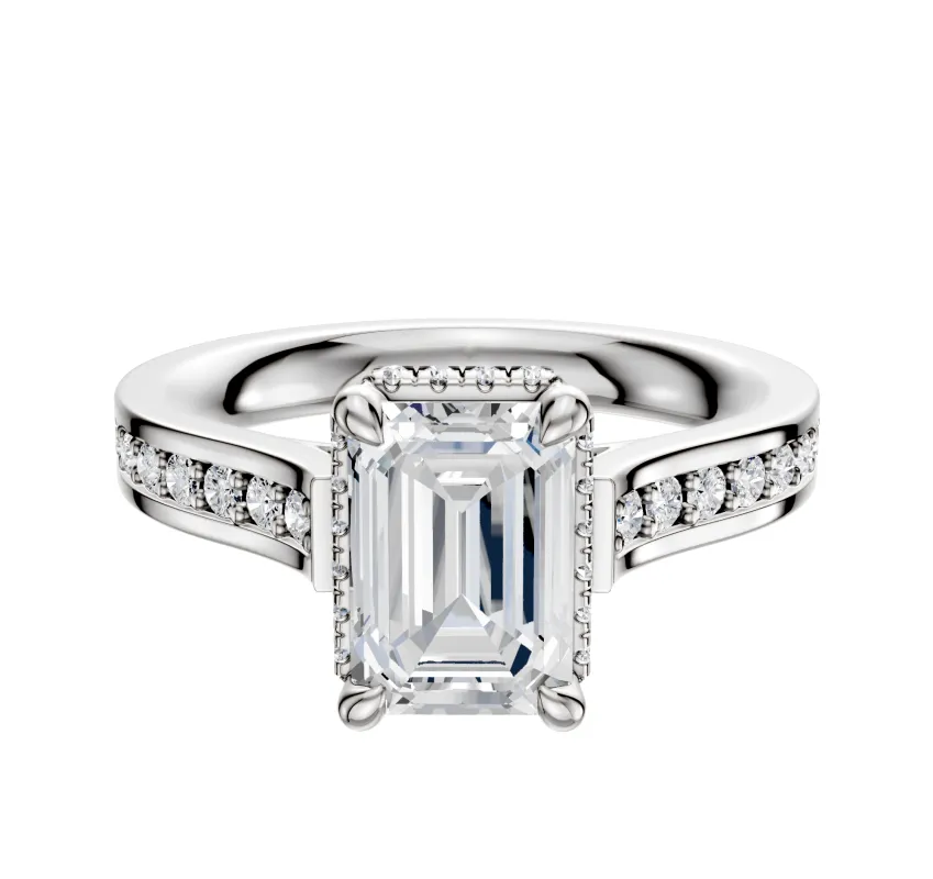 Platinum 4 Prong Collar Cathedral Flat 1-Row-Pave 2.5mm Engagement Ring sold by Effy