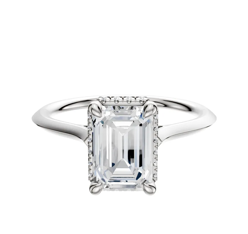 14K White Gold 4 Prong Collar Cathedral Knife Edge 1.5mm Engagement Ring made by Effy