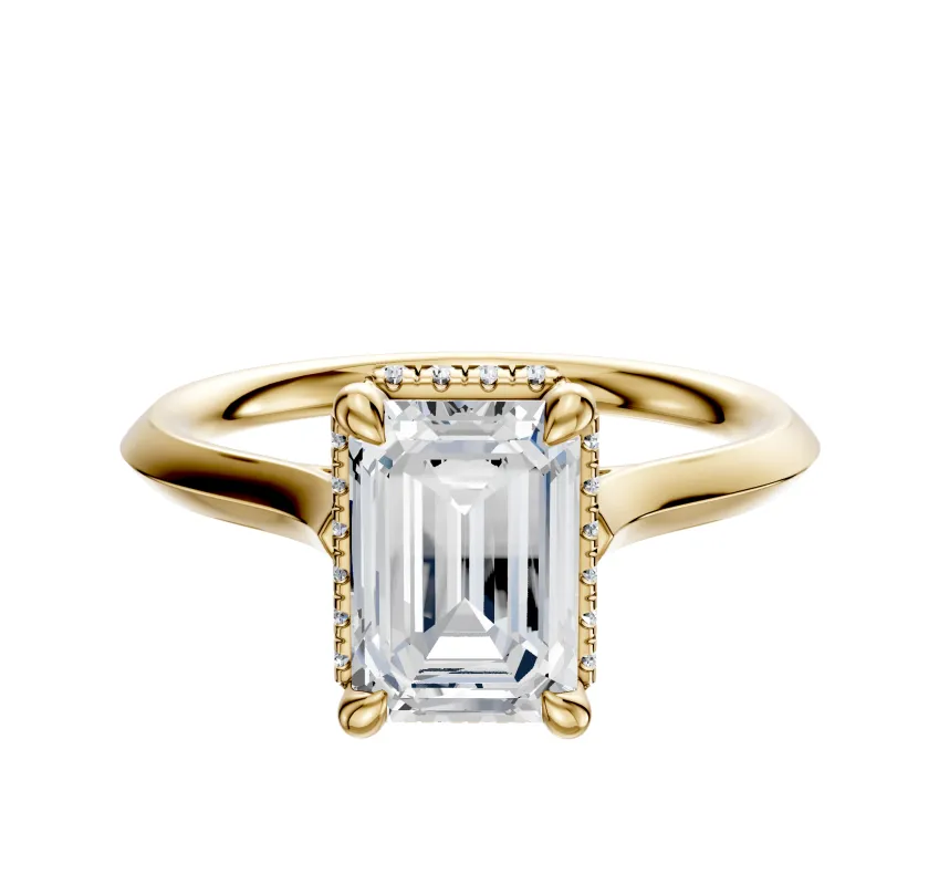 14K Yellow Gold 4 Prong Collar Cathedral Knife Edge 2.0mm Engagement Ring sold by Effy