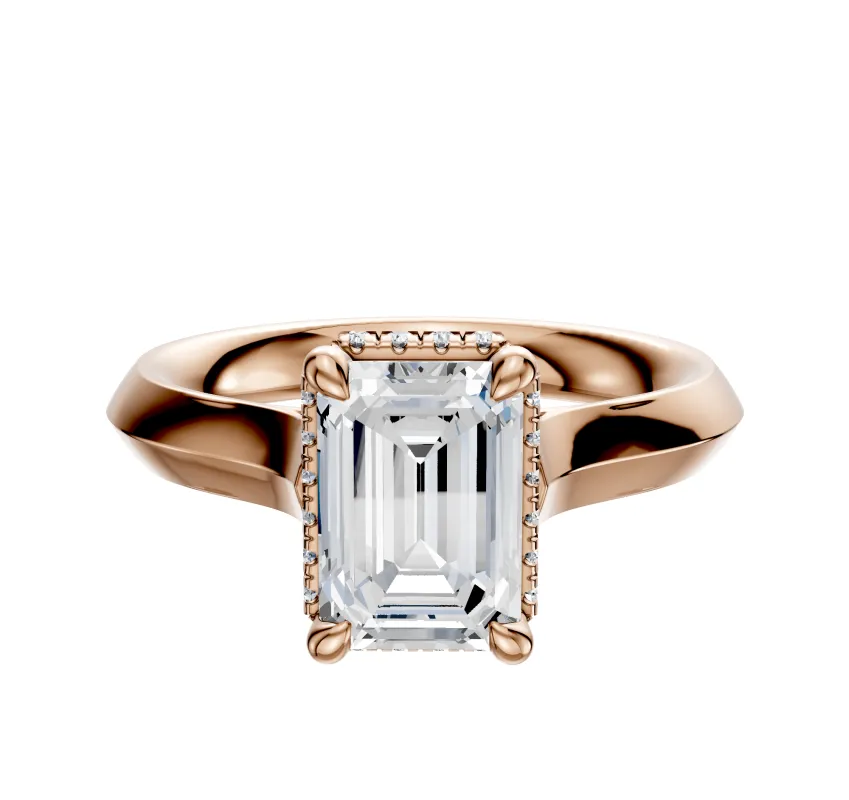 18K Rose Gold 4 Prong Collar Cathedral Knife Edge 3.0mm Engagement Ring sold by Effy